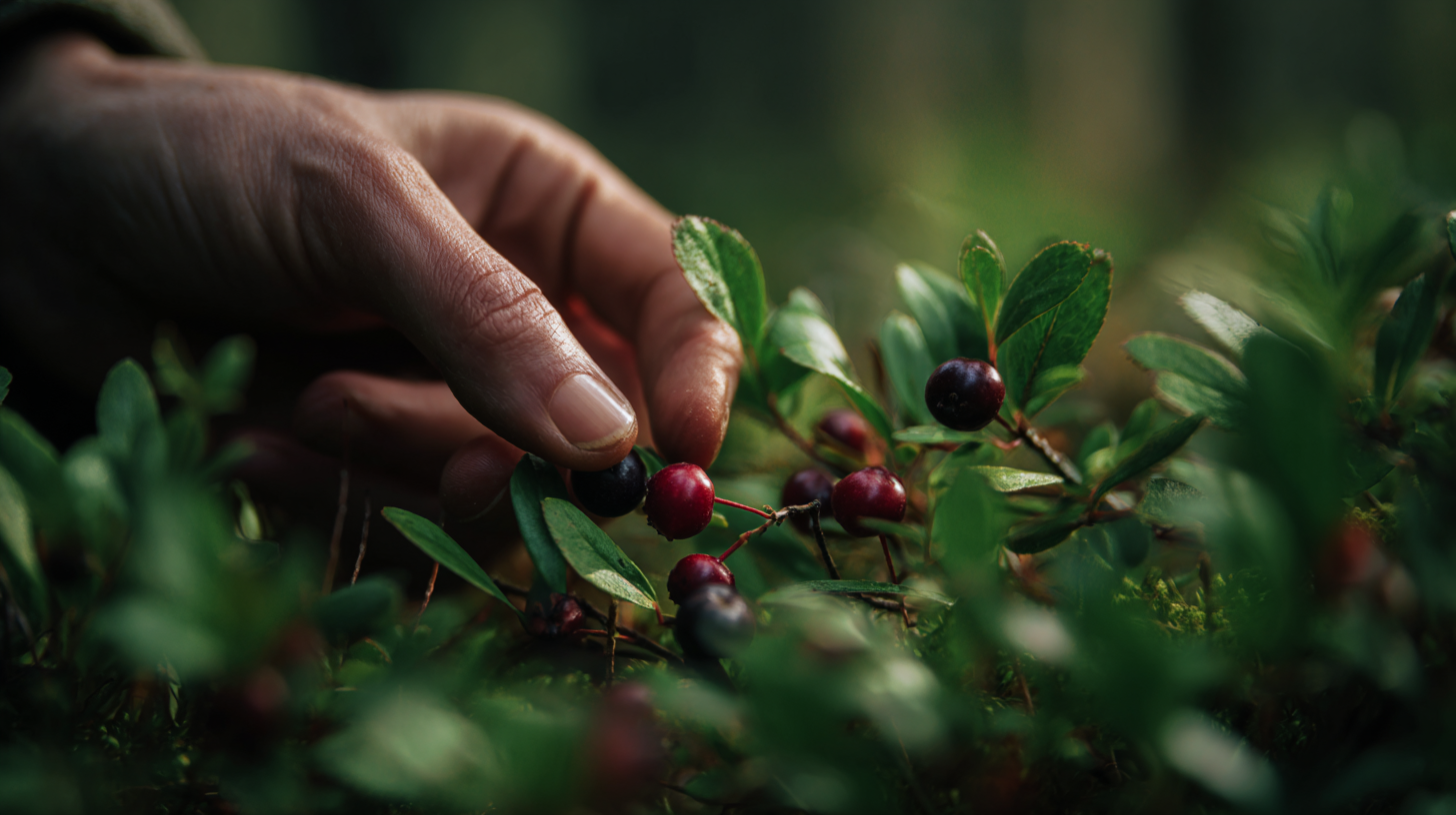 Hand picking wild berries near Fogveil